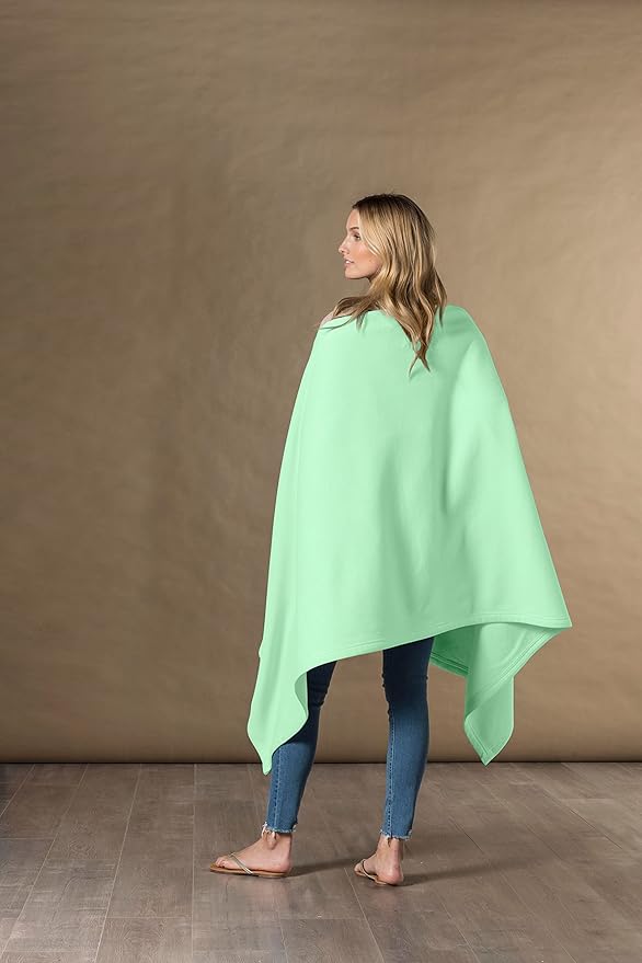 MV Sport Lightweight Sweatshirt Blanket Throw – Warm & Cozy, Breathable Oversized Fleece Knit, Couch, Bed, Travel, Cold Nights, and Outdoors – Soft Light Weight Blanket 54" x 84" Key Lime