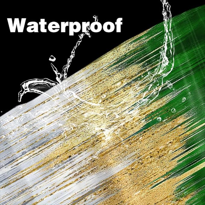 JAWO Abstract Green Shower Curtain, Lake Blue Boho Ombre Minimalist Chic Art Shower Curtains, Modern Neutral Contemporary Striped Brush Strokes Tan Art Waterproof Bathroom Curtain with 12 Hooks