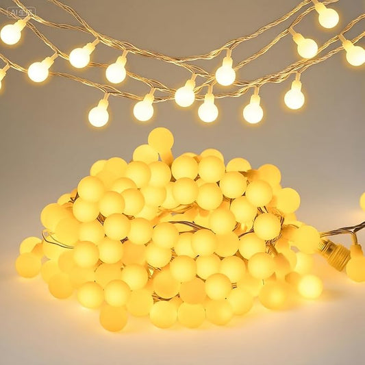 100 LED Connectable Globe String Lights Indoor Bedroom, 33ft Warm White String Lights with Remote Plug in, 8Mode Christmas Lights Outdoor Waterproof for Classroom Patio Party Dorm Decor