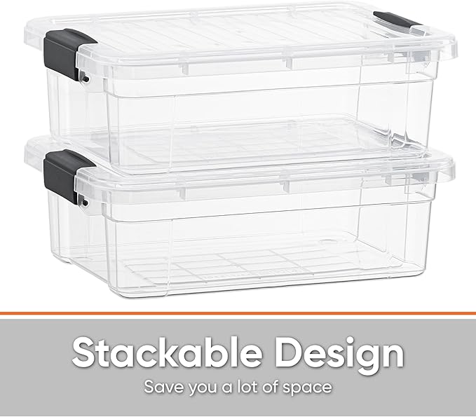Superio Clear Storage Boxes with Lids, 20 Quart, Deep, BPA Free Plastic Containers, Bins for Organizing, Stackable Crates, Organizer Totes for Home, Office, School, and Dorm