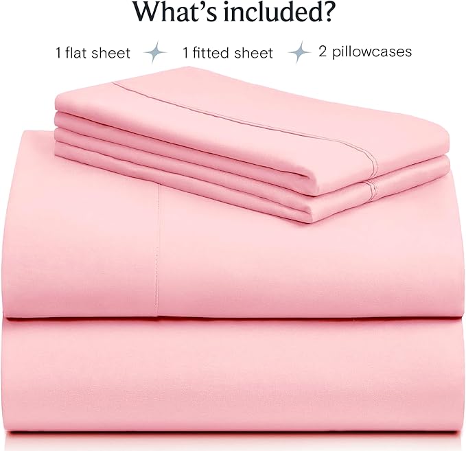 LuxClub 4 PC Sheet Set Bed Sheets Deep Pockets 16" Eco Friendly Wrinkle Free Cooling Machine Washable Hotel Bedding Silky Soft - Baby Pink California King