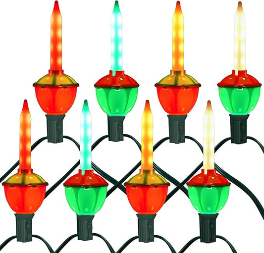 Colorful Christmas Bubble Lights, 8.5Ft Christmas Tree Lights with 9 Colored Bubble Bulbs(1 Spare), E12 Base for Indoor Christmas Tree, Traditional Holiday Home Lighting Decor
