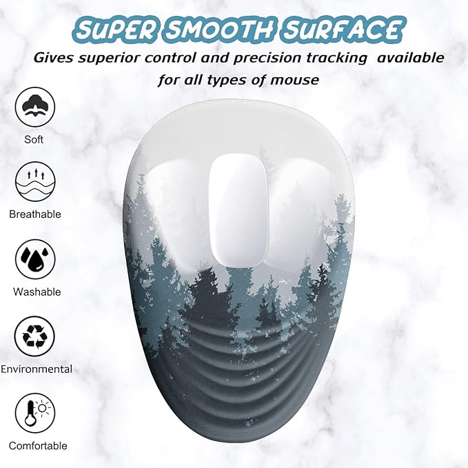 Ergonomic Mouse Pad Wrist Support, Mouse Pad with Wrist Rest, Memory Foam Massage Design & Non-Slip PU Base MousePads for Pain Relief, Desk, Office, Home, Forest Tree