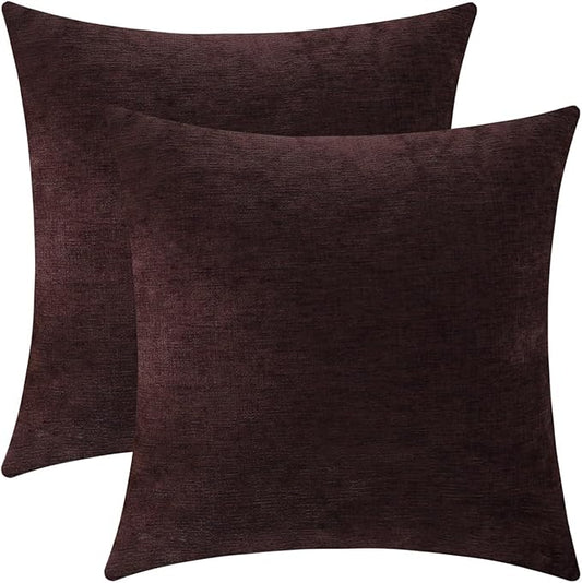 Jeneoo Plum Purple Decorative Throw Pillow Covers Soft Chenille Comfy Square Couch Cushion Cases for Living Room Sofa Decor (Set of 2, 20 x 20 Inches)