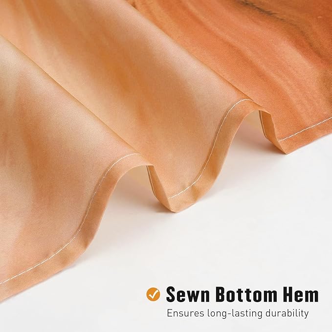 MitoVilla Orange Marble Shower Curtain, Abstract Ombre Fabric Shower Curtains for Modern Bathroom Decor, Luxury Cloth Watercolor Shower Curtain, 72x72