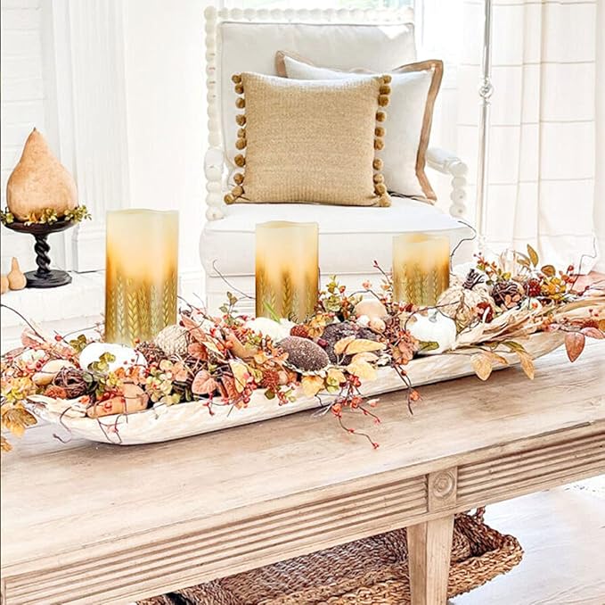 3 Pack Wheat Flickering Candles, Fall Decor Flameless Candles, Farm House Realistic Pillar Candle with Remote&Timer for Havest Celebration,Fall Decor, Home, Party