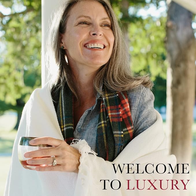 Red Land Cotton Natural 100% Cotton Breathable Basket Weave Throw Blanket - Made in USA, Lightweight, Machine Washable, All-American Comfort