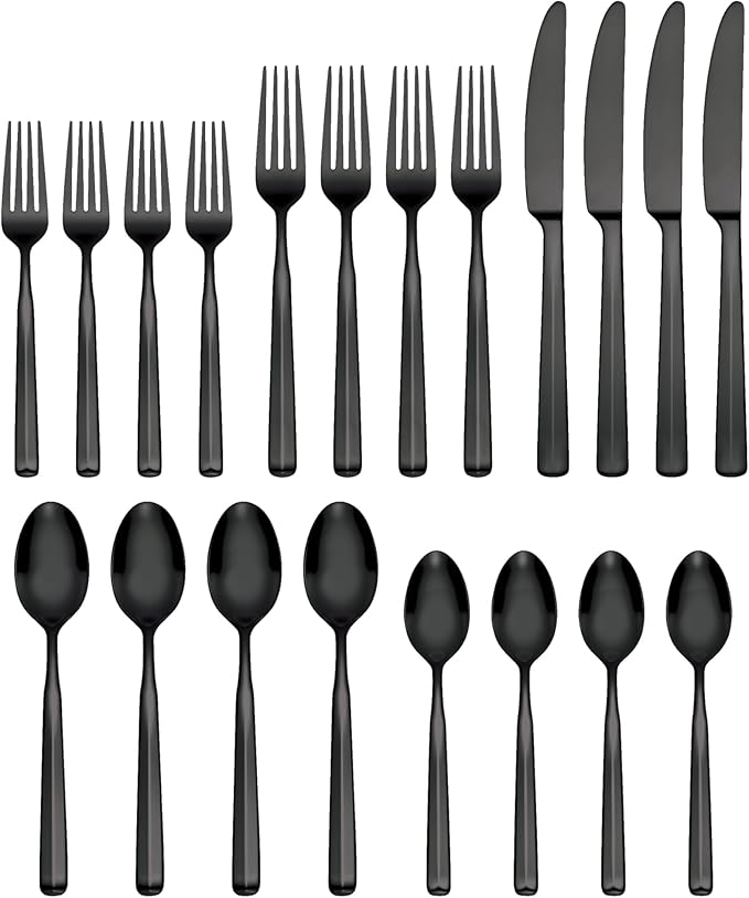 Oneida 897335 Ryder Satin Black 20-Piece Flatware Set