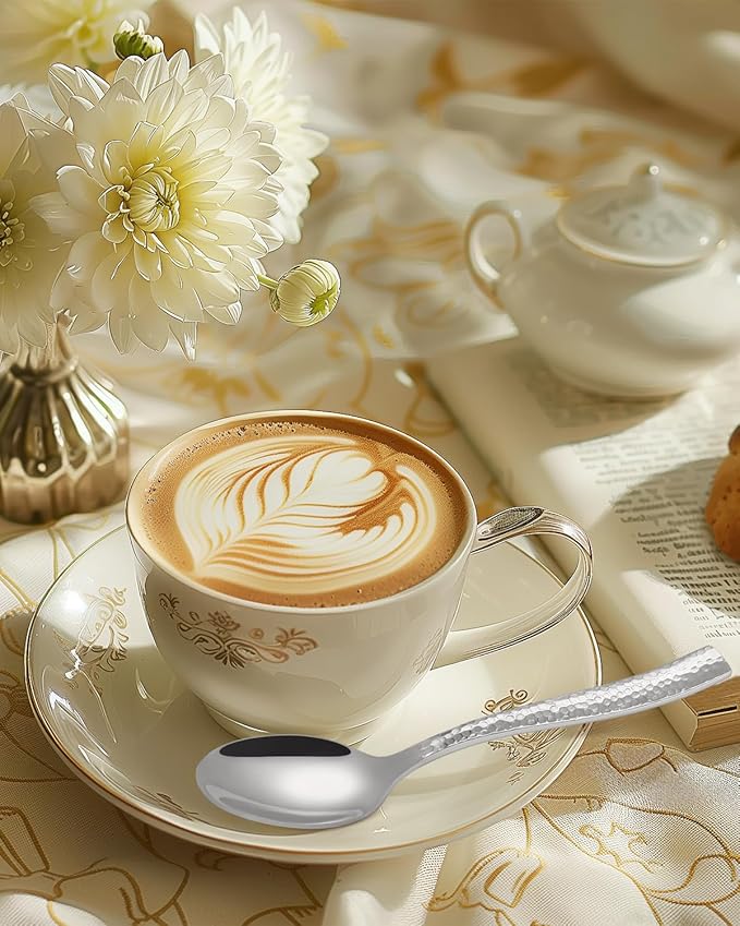 Hammered Silverware Set,Ollex 40-Pieces Hammered Flatware Cutlery Set for 8 Mirror Finished with Anti-rust stainless steel Spoon Knives Forks for Kitchen Hotel Modern Utensil Sets,Dishwasher Safe