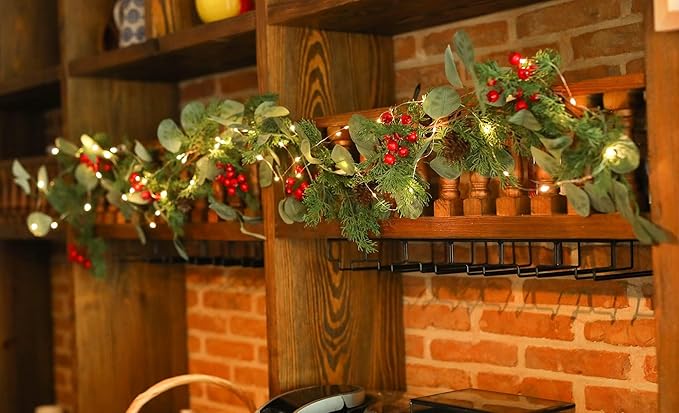 6.3FT Christmas 108 Branch Tips Artificial Cedar Garland, Anna's Whimsy Artificial Pine Cypress Greenery Garland, Christmas Decorations Indoor Outdoor Decor Winter Garlands