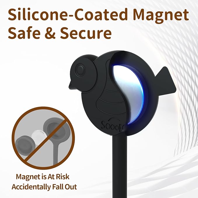 Playful Bird Magnetic Cable Ties – 24 Pack, Reusable Silicone Cord Organizers for Home & Office, Strong Magnetic Hold, Assorted Colors, Ideal for Cable Management & Gift Idea