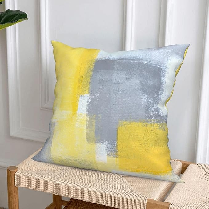 Yellow Decorative Throw Pillow Covers 18x18 Set of 4 Teal Pillow Cover Modern Abstract Art Decorative Pillows for Living Room Bedroom Sofa Couch Pillow Covers