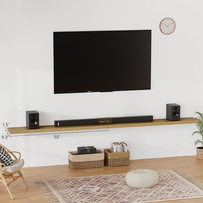 Heimlove 55 Inch Long Floating Shelves for Wall,9.3" Deep Oak Floating Shelves Set of 2,Large Display Shelf & Storage Shelf,Wall Mounted Shelves for Bedroom Living Room Kitchen Office