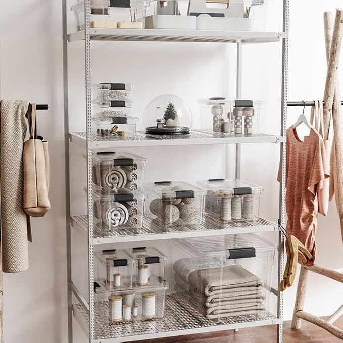 Superio Clear Storage Boxes with Lids, 14.25 Quart Plastic Container Bins for Organizing, Stackable Crates, BPA Free, Non Toxic, Odor Free, Organizers for Home, Office and Dorm, 3 Pack