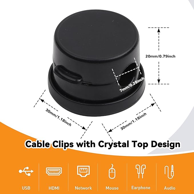 6 Pack Cable Management Clips[Upgrade Rotatable] Home Office Desk Cord Keeper Organizer Accessories Charger USB Wire Organizer Cord Holder for Nightstand (Black)