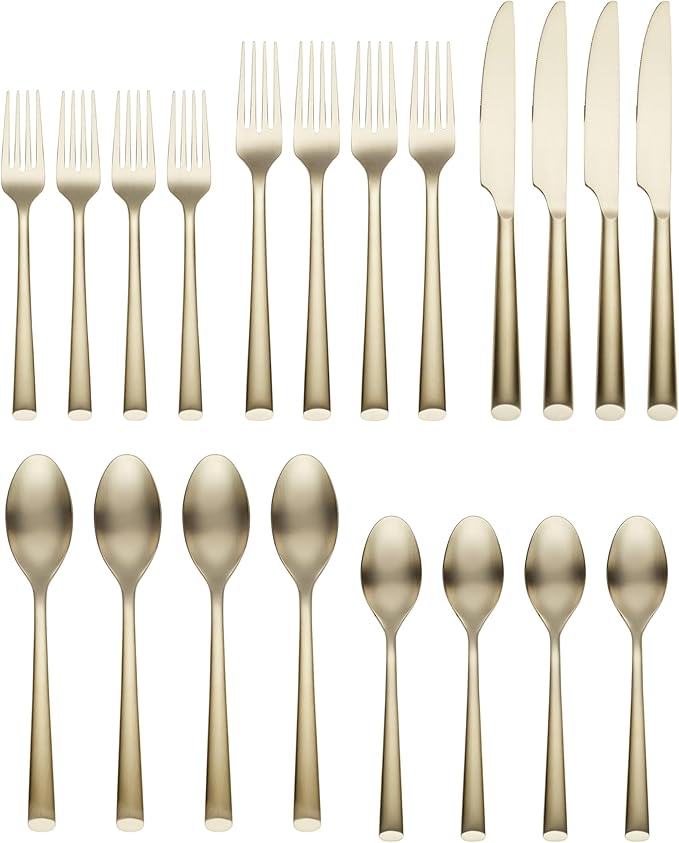 Cambridge Silversmiths Gilda Champagne Satin 20-Piece Flatware Set, Service for 4