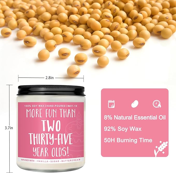70th Birthday Gifts for Women, Perfect Birthday Present, Funny Presents for Mom, Friends, Wife, Sister, 7oz Vanilla Cream-Scented Candle