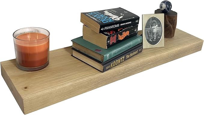 joelsantiques 24 Inch Wooden Floating Shelves for Wall - 24x6x2 in - Made of Natural Wood - Short Heavy Duty Rustic Wall Shelves for Bedroom - Perfect for Bathroom, Kitchen - Natural