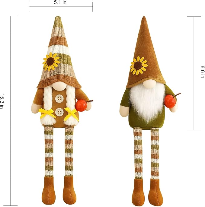 Thanksgiving Decorations Fall Decor 3PCS Fall Pumpkin Gnomes Plush for Thanksgiving Day Gift, Fall Decorations for Home, Fall Leaves and Dangle Legs Gnomes for Fall Table Ornaments