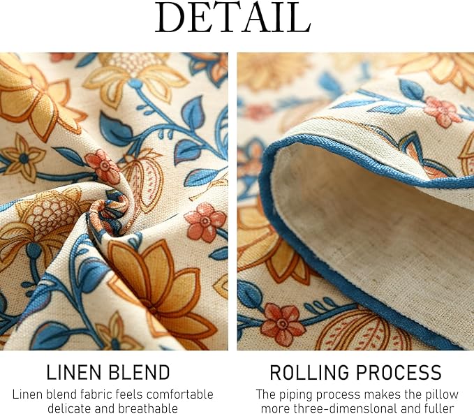 ISAENNE Designer Bohemian Elegant Linen Table Runner 87 Inches Long,Floral Pattern Duable Decor Table Runners for Dining Tables,Thanksgiving,Kitchen Tables,Christmas,12"*87"-Estevan B