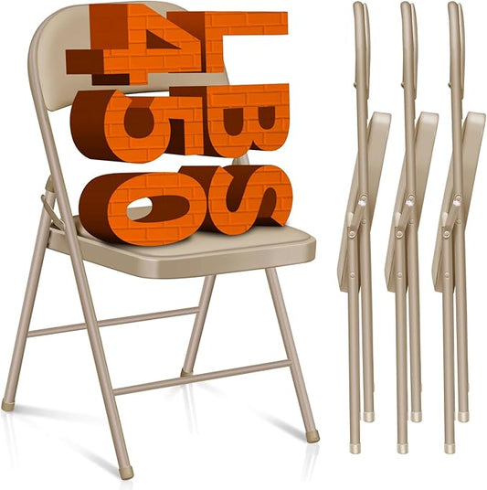 4 Pack Folding Chairs with Cushion – Padded Memory Foam Khaki Seating Space-Saving Foldable Chairs for Indoor Outdoor Weddings, Parties, Backyard & Office Events (Khaki, 4 Pack)
