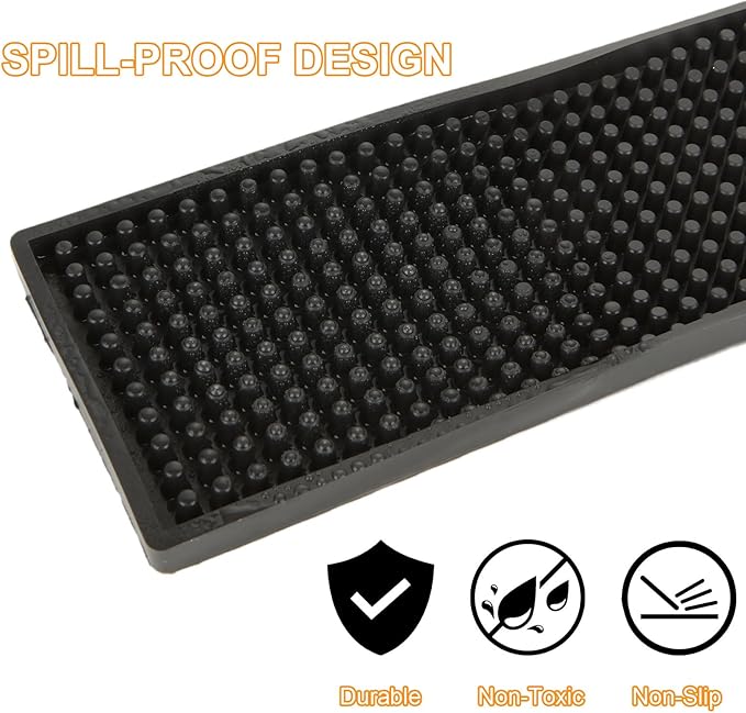 3 Pcs 24 x 3 Inch Rubber Bar Mats, Non-Slip Bar Service Spill Mat, Black Rubber Bar Mat, Bar & Wine Tools, Bar Mats Set for Countertop, Cafe, Bar, Kitchen, Restaurant, Hotel