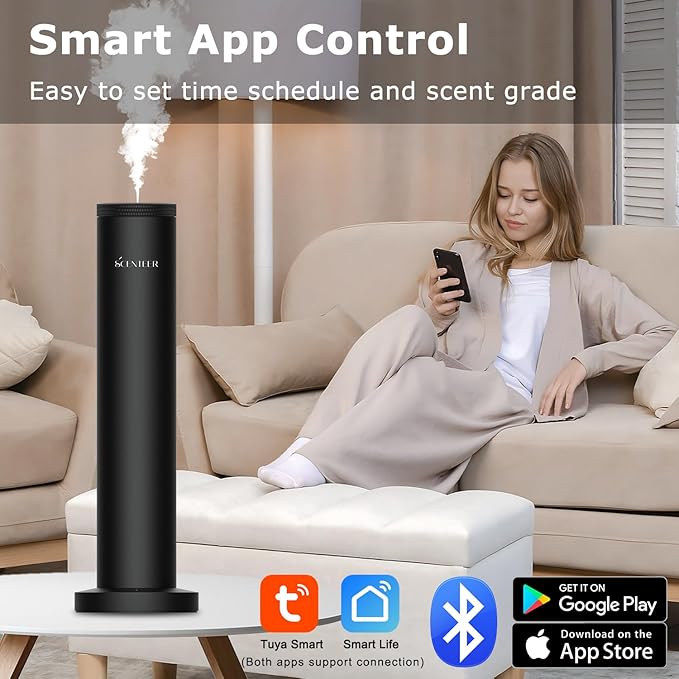 Wireless Hotel Scent Diffuser-Cordless Rechargeable Diffuser for Whole House- Scent Air Machine for Home -App Bluetooth Control - Waterless Essential Oil Diffuser for Large Room, Studio Office -Black
