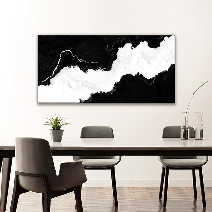 Abstract Wall Art For Living Room Black And White Wall Art Modern Canvas Art Wall Decor Paintings Abstract Artwork Print Picture For Bedroom Office Can Be Hung 24 × 48 Inch