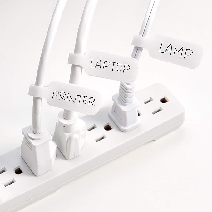 Wrap-It Storage Cable Labels - Medium, White (30-Pack) Write On Cord Labels, Wire Tags for Cable Management and Organizer for Electronics, Computers and More