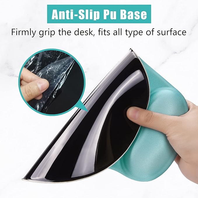 Hsurbtra Ergonomic Mouse Pad with Wrist Rest Support, Gel Mouse Pads with Non-Slip PU Base, Pain Relief Memory Foam Computer Mat, Cute Office Supplies Desk Decro Accessories, Malachite Green