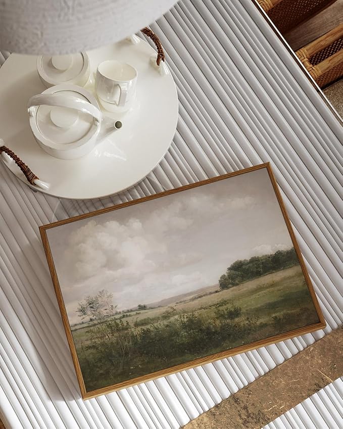 VIYYIEA Nature Framed Wall Art, Wilderness Vintage Art Decor Room Aesthetic, 12x16 Inch Canvas Print Artwork, Farmhouse Landscape Painting Wall Decor for Bedroom Bathroom Office