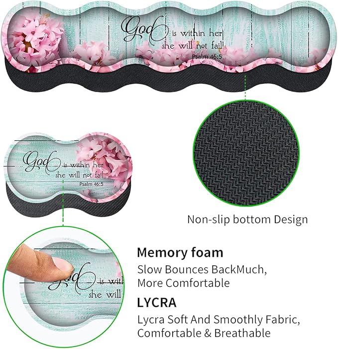 Mouse Pad Set, Large Gaming Mouse Pad + Keyboard Wrist Rest Support + Mouse Wrist Cushion + Coaster, Non-Slip Rubber Base, 31.5 x 11.8 in Extended Desk Mat for Office, Psalm 46-5 Pink Hyacinth