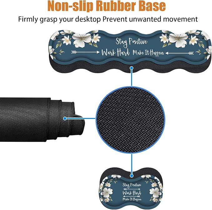 4 in 1 Ergonomic Keyboard Wrist Rest & Mouse Pad Wrist Rest Set,Stay Positive Work Hard and Make It Happen Inspirational Quote Large XXL Gaming Desk Mat with Non-Slip Base for Home Office Study Gaming