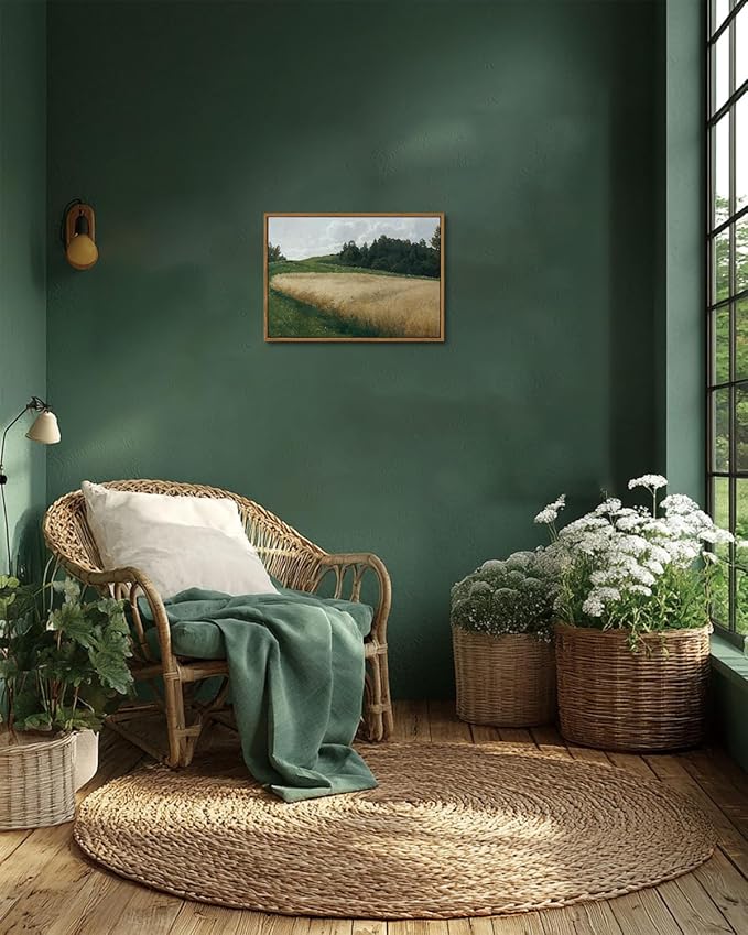 KISSFOX Vintage Landscape Canvas Wall Art Nature Wildflower Field Scenery Prints Country Painting Picture Decor Artwork Rustic Farmhouse Gallery Office Living Room Bedroom Bathroom
