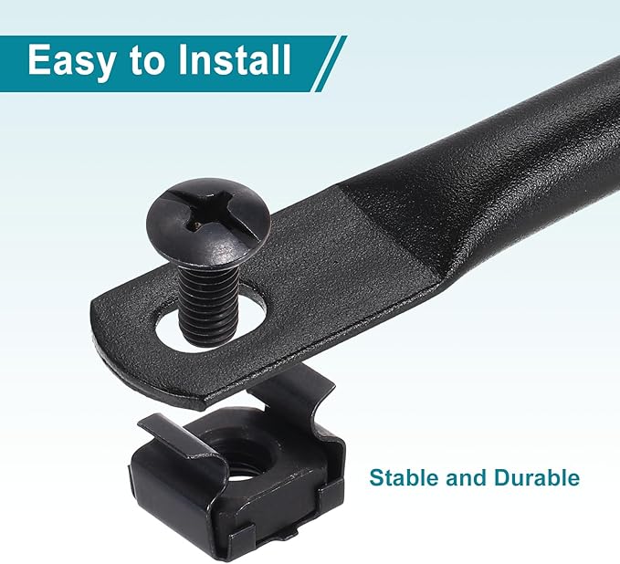 PATIKIL 1U Horizontal Cable Managers, 5 Pack 19 Inch Horizontal Lacing Bar Rack Mount Cord Management Metal Wire Organizer for Network Cabinet, Black