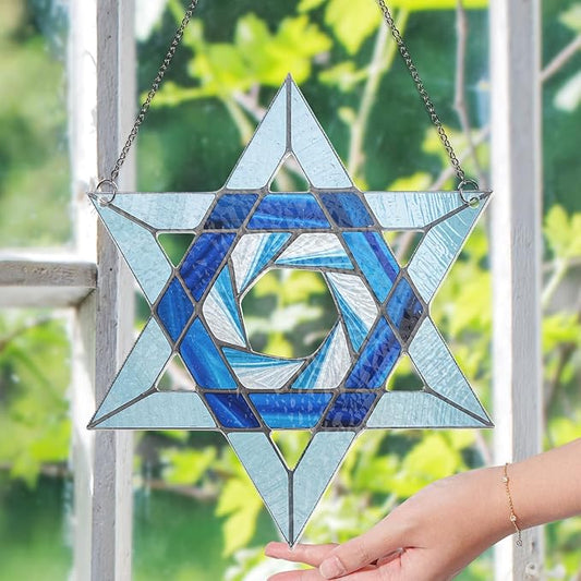 Hanukkah Suncatchers for Windows - Star of David Ornament, Personalized Hanukkah Ornaments, Jewish Star Acrylic Window Suncatchers, Jewish Christmas Ornaments