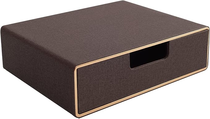 Stackable Organizer Drawer Classic Brown Pu Leather Handmade,Organize Home Office Desk Accessories and Sort Letter-Size Paper/a4 Document,Desk Caddy with Drawers Storage Box,13.1x10x3.7inches