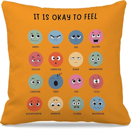 Nogrit Counseling Office Must Haves Throw Pillow Cover, Calming Corner, Mental Health Pillowcase Decor for Home Kids,Mental Health Counselor Gifts, Calming Corner Pillow Covers 18x18 Yellow