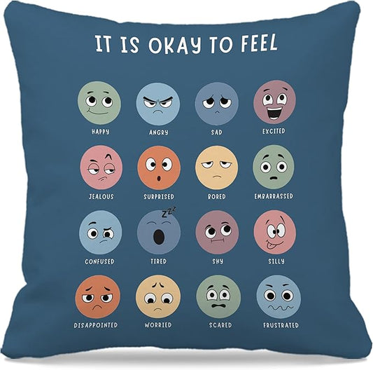 Nogrit Counseling Office Must Haves Pillow Cover, Calming Corner, Mental Health Pillowcase Decor for Home Kids,Mental Health Counselor Gifts, Calming Corner Pillow Covers 18x18 Army Blue