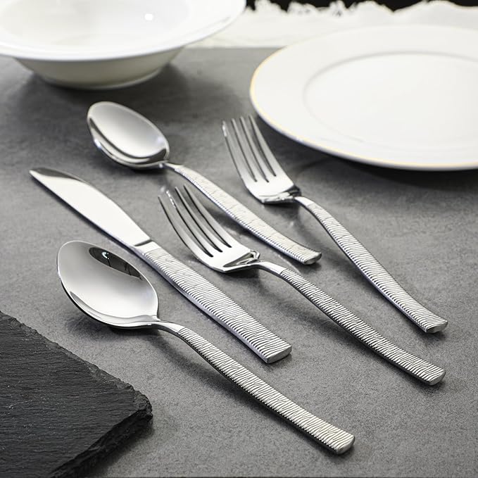 40-Piece Silverware Set Stainless Steel Flatware Set for 8,Dinner Knives Forks and Spoons Silverware Set Cutlery Utensil Set for Home,Kitchen,Restaurant,Hotel
