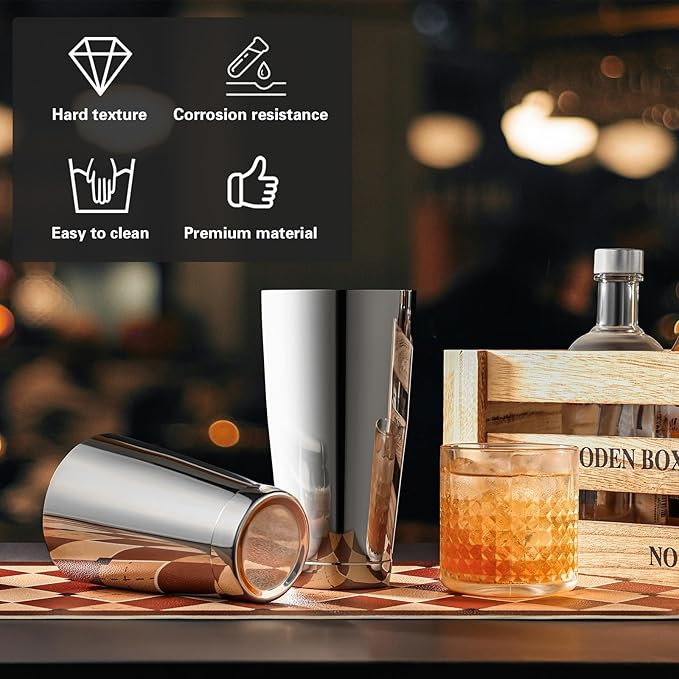 WOTOR Boston Cocktail Shaker Set, 18 oz & 28 oz Stainless Steel Weighted Shaker Tins, Metal Martini Shaker Drink Mixer for Bartending, professional Bar Tools for Bartender