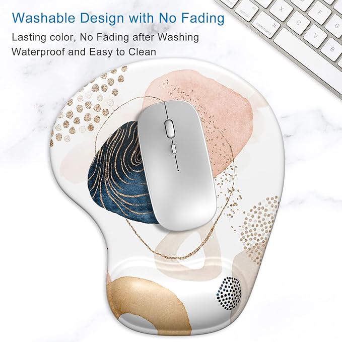 ITNRSIIET Mouse Pad, Mouse Pad Wrist Support Mousepad with Wrist Rest, Mouse Pads for Wireless Mouse Ergonomic Cute Desk Decor Desk Accessories for Women, Non-Slip PU Base, Aesthetic Boho