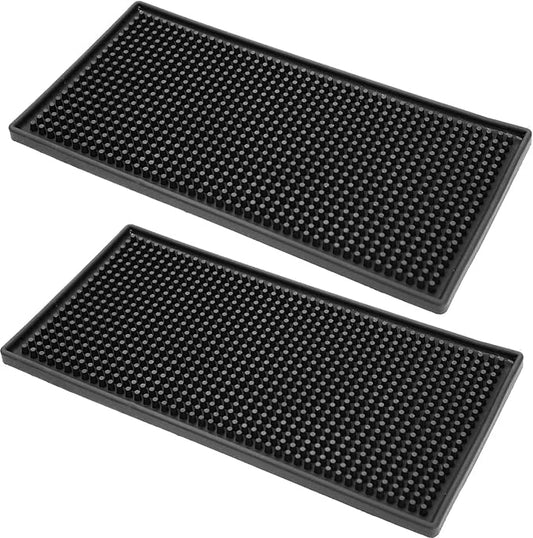 KINJOEK 2 Packs 6 x 12 in Bar Mat, Non Slip Bar Service Spill Mat Drying Mats for Countertop Cocktail Bartender Coffee Beverages