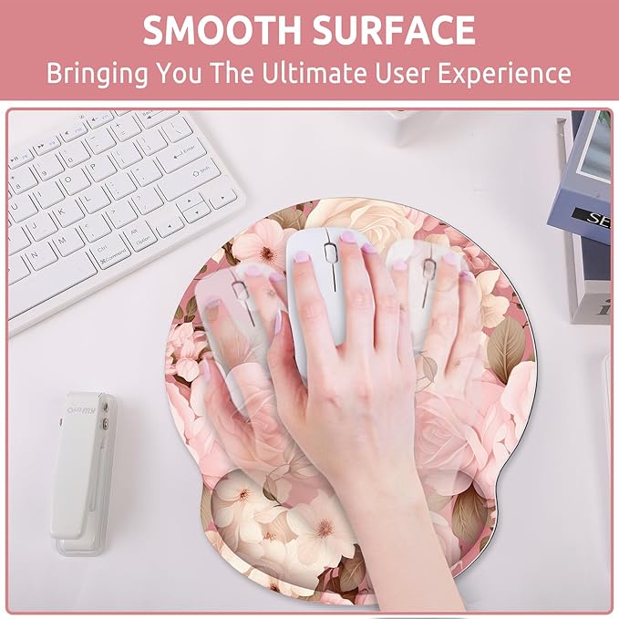 Ergonomic Mouse Pad with Wrist Rest, Small Mousepad with Non-Slip Rubber Base and Smooth Surface, Beach Mouse Pads for Desk, Office Desk Accessories