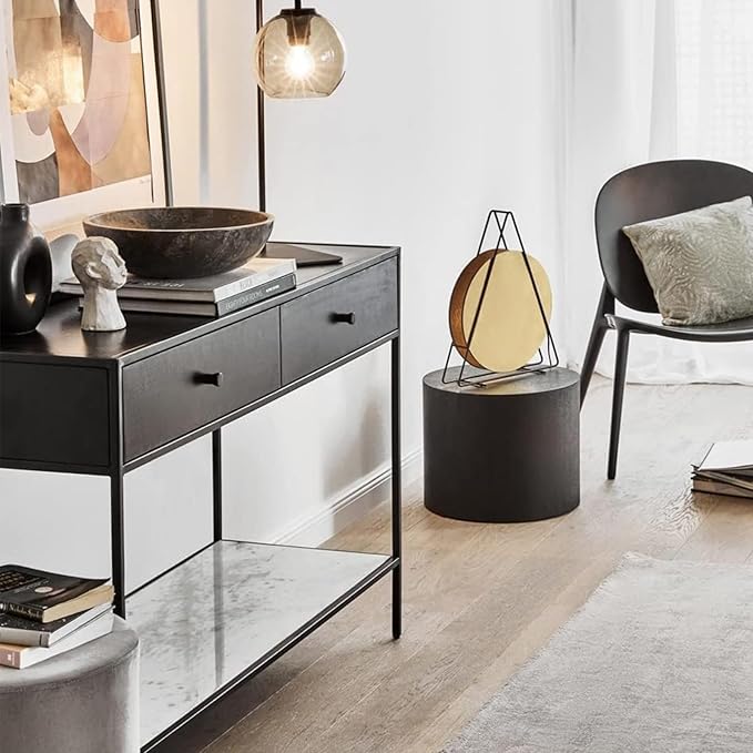 Nesting Coffee Table Set of 2, Wood Round Coffee Table, Modern Coffee Table for Small Space Living Room, Black