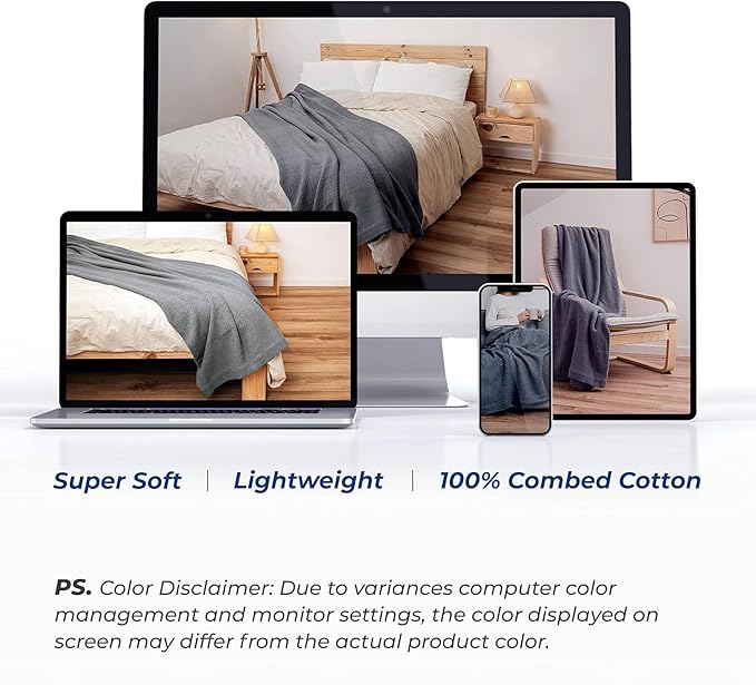 THREAD SPREAD Knitted Geometric Herringbone Pattern Handwoven Blanket 100% Extra Long Staple Cotton - Soft & Cozy Thermal All Season Throw for Bed Couch Chair Outdoors (Twin/Twin XL, Sage)