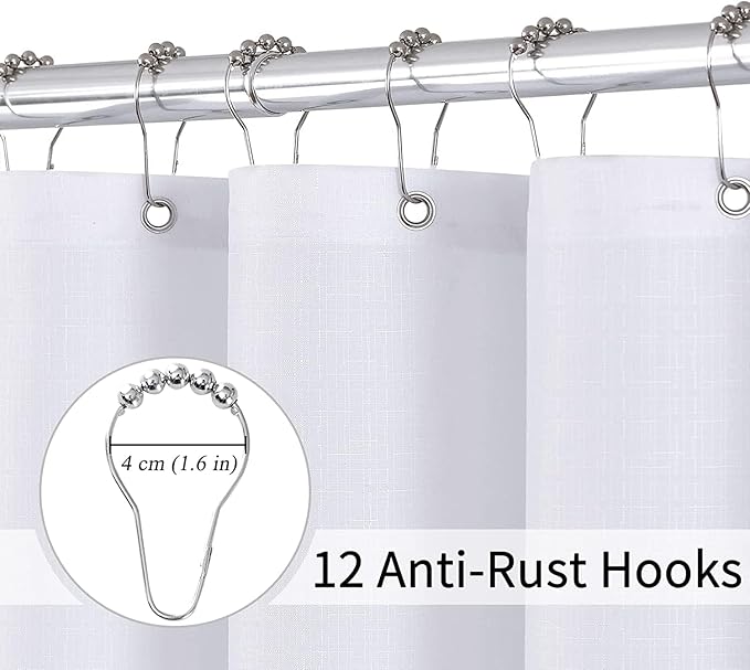 Grayish Brown Ombre Curtains for Bathroom Luxury Hotel Spa, Machine Washable, Decorative Gray Linen Textured Shower Curtain, 72x72