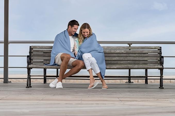 MV Sport Lightweight Sweatshirt Blanket Throw – Warm & Cozy, Breathable Oversized Fleece Knit, Couch, Bed, Travel, Cold Nights, and Outdoors – Soft Light Weight Blanket 54" x 84" Baby Blue