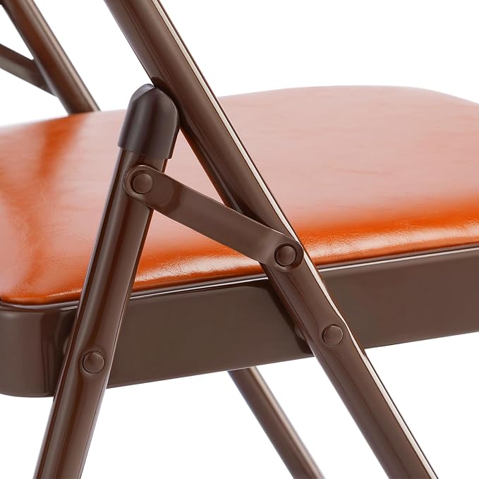 SKOK 4 Pack Padded Folding Chairs with Upholstered Cushion & Back, Padded Seats for Indoor & Outdoor, Portable Stackable Commercial Foldable Chairs with Metal Frame for Events, Wedding Party