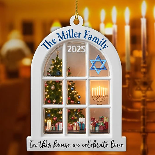 Personalized Hanukkah Ornaments for Tree - Merry Chrismukkah Jewish and Christian, Custom Christmas Hanukkah Ornaments 2025, Housewarming Gifts for Women Men